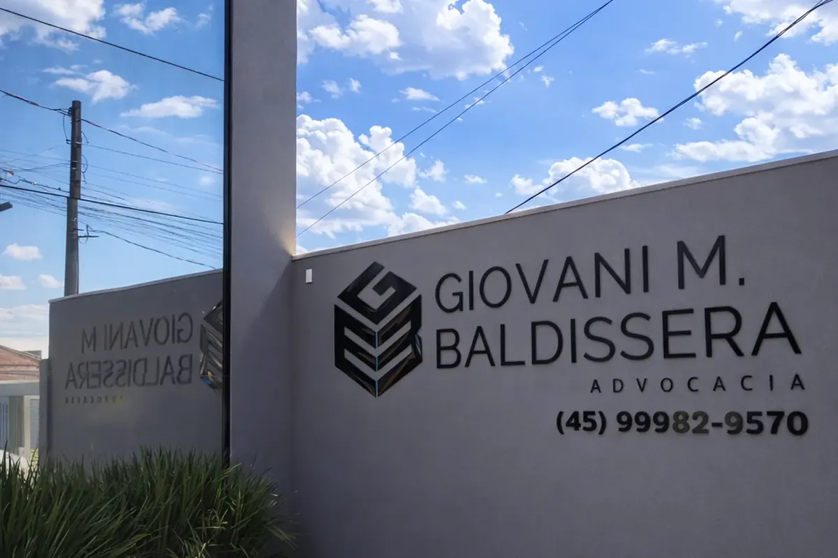 Fachada do escritório Giovani M. Baldissera Advocacia, na Rua Ponta Grossa, em Cascavel-PR
